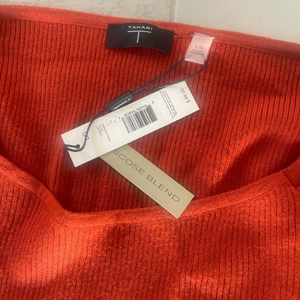 Tahari Vibrant Spicy Orange Long Sleeve Dress Size Large - Picture 5 of 8